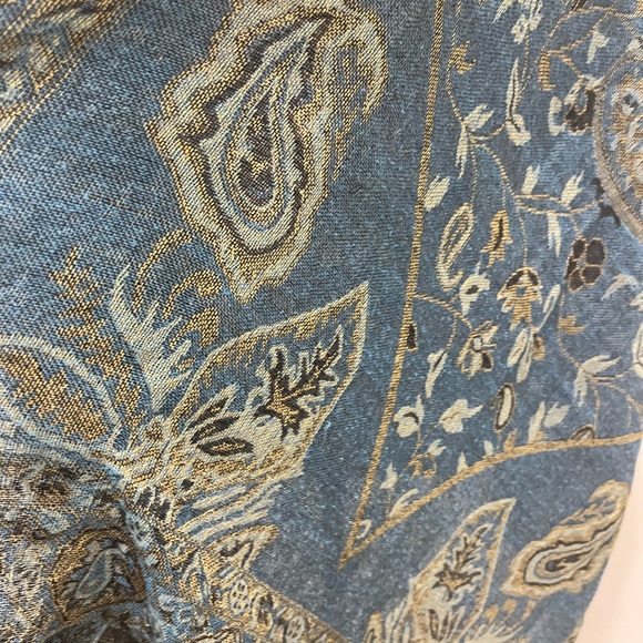 Blue and Gray Women’s Paisley Shawl Scarf with Fringe Blue Brown Green - Picture 3 of 8